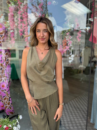 Olive Twist Halter Top