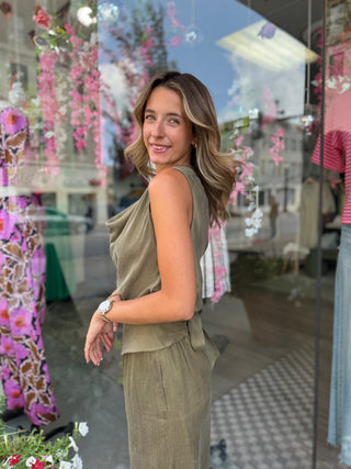 Olive Twist Halter Top