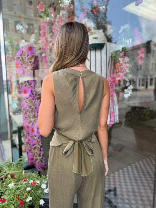 Olive Twist Halter Top