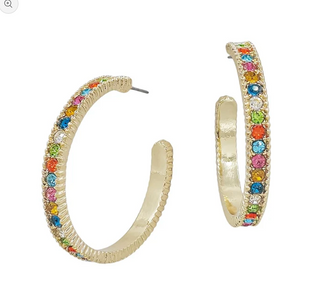 Multi Color Crystal Hoops