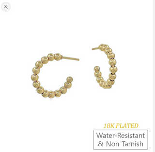Gold Beaded Small Hoops