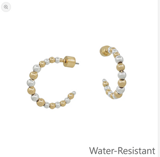 Mixed Metal Beaded Hoops