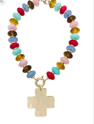 Multi Beaded Cross Necklace