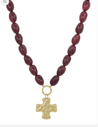 Small beaded Cross Necklace