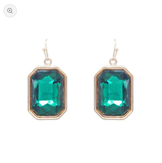 Rectangle Emerald Crystal Earring