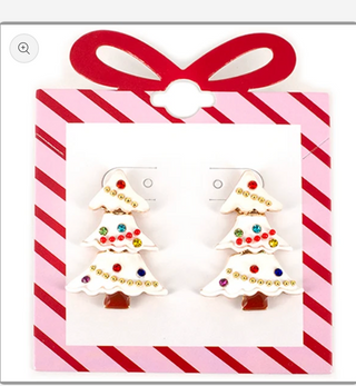 White Multi Christmas Tree Earrings