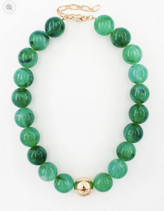 Green & Gold Beaded Necklace