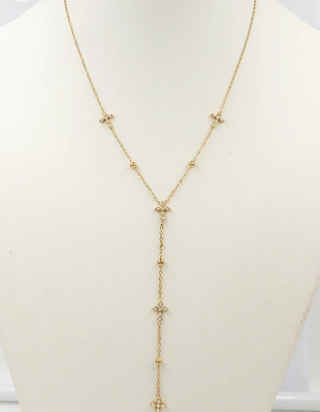 Gold Cross Drop Necklace