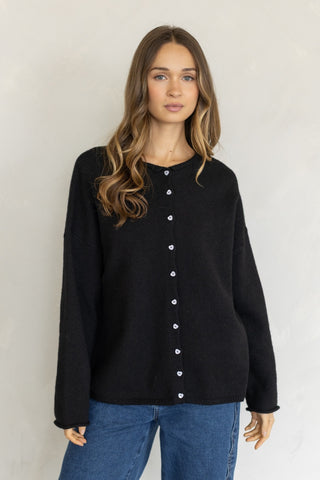Oversized Heart-Button Piper Cardigan