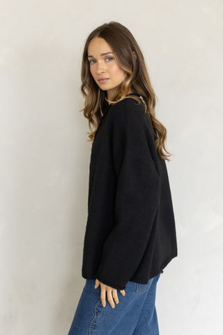 Oversized Heart-Button Piper Cardigan