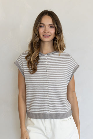 Striped Sleeveless Piper Cardi