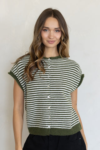 Striped Sleeveless Piper Cardi