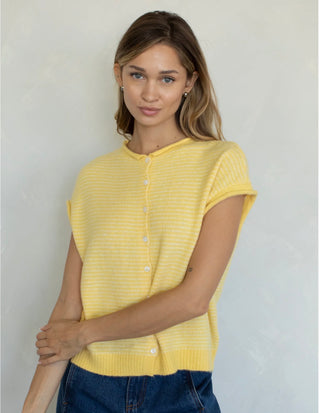 Pinstriped Sleeveless Piper Cardigan