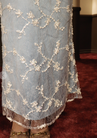 Cream and Blue Lace Skirt