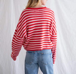 Pink and Red Piper Striped Cardigan