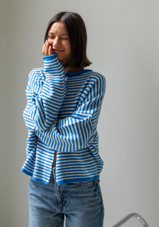 Blue and White Striped Piper Cardigan