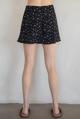 Black Disty Floral Skort