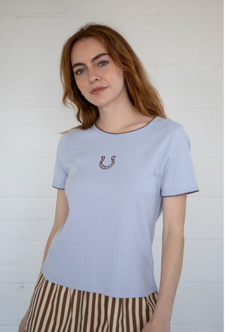 Dusty Blue Horseshoe Tee