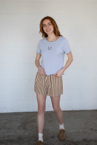 Dusty Blue Horseshoe Tee