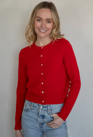 Fiery Cable Knit Cardi