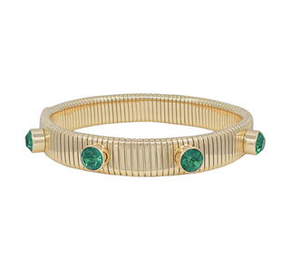 Crystal Studded Ribbed Bracelet
