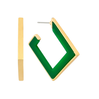 Square Green & Gold Hoops