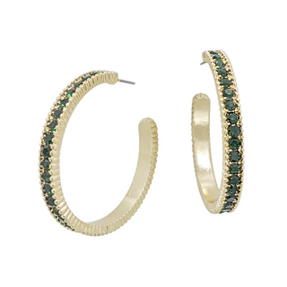 Large Forest Rhinestone Hoops