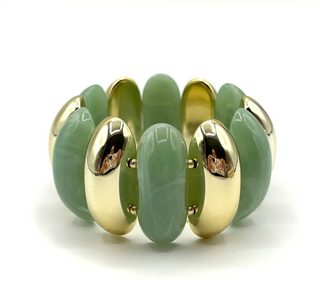 Jade Green & Gold Acrylic Bracelet