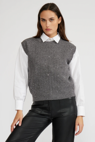 Glittering Charcoal Sweater Vest