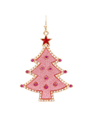 Pink & Red Christmas Tree Earrings