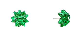 Green Wrapping Bow Stud Earrings