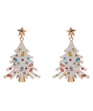 Enamel & Rhinestone Christmas Tree Earrings