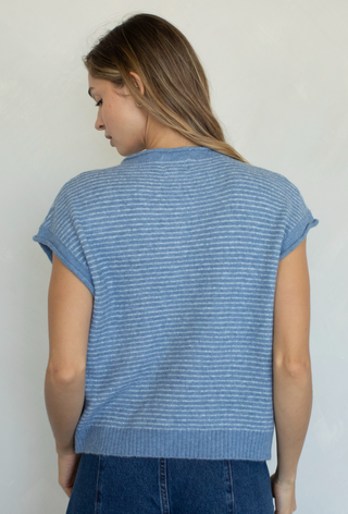 Pinstriped Sleeveless Piper Cardigan