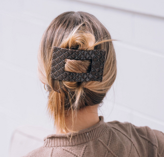 Quilted Flat Rectangle Hair Clip - Large