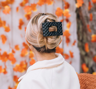 Quilted Flat Rectangle Hair Clip - Large