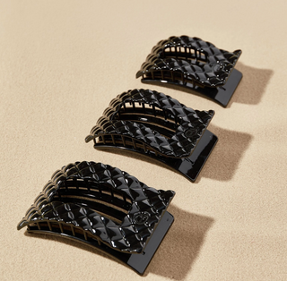 Quilted Flat Rectangle Hair Clip - Large