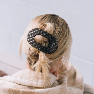 Quilted Round Flat Hair Clip - Large