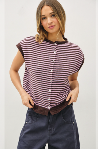 Striped Sleeveless Piper Cardi