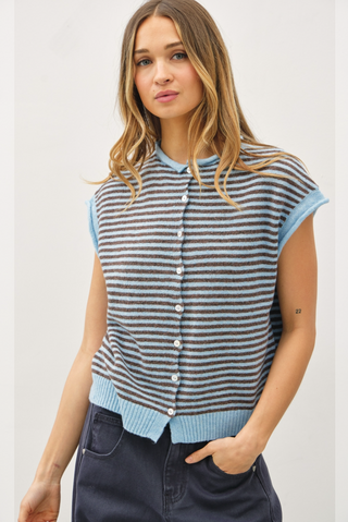 Striped Sleeveless Piper Cardi
