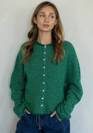 Pinstriped Piper Cardi