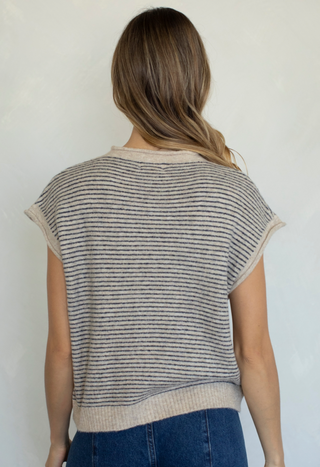 Pinstriped Sleeveless Piper Cardigan