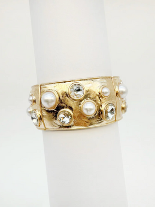 Pearl and Crystal Stretch Bangle