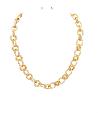 Textured Gold Link Necklace