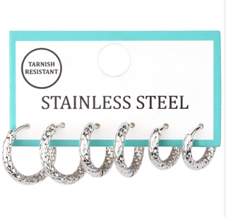 3 textured Hoop Earrings