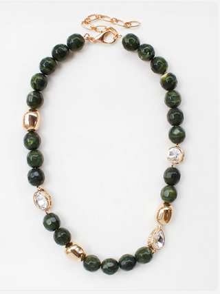 Green Natural Stone Beaded Necklace