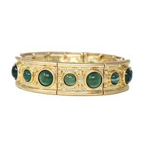 Gold and Green Stone Stretch Bracelet