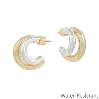 Gold and Silver Huggie Earring