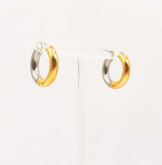 Two Tone Huggie Hoops