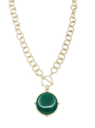 Green Circle Stone Chain