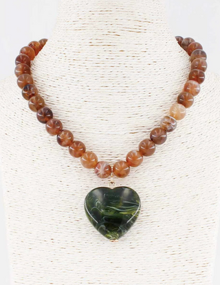 Brown Heart Stone Necklace